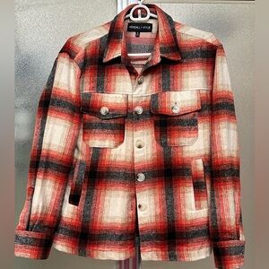 Kendall & Kylie Red Black Cream Flannel Shacket Small